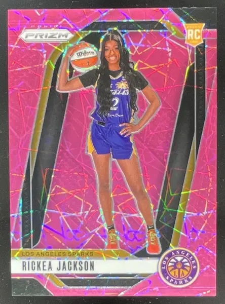 2024 Panini WNBA Prizm Pink Velocity Prizm #144 Rickea Jackson RC /79
