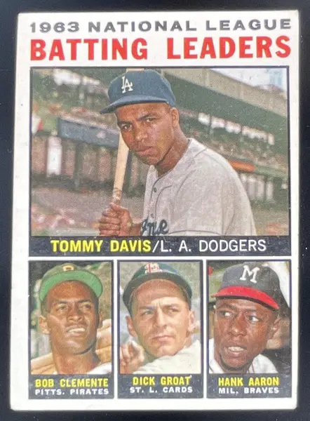 1964 Topps #7 Tommy Davis Bob Clemente Dick Groat Hank Aaron League Leaders