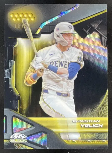 2026 Topps Chrome Black Gold Wave Refractor #42 Christian Yelich /50