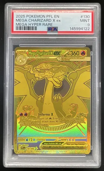 2025 Pokemon Phantasmal Flames #130/094 Mega Charizard X Mega Hyper Rare PSA 9