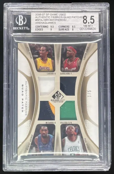 2006 SP Authentic Quad Patches Kobe Bryant Pierce Arenas LeBron James /5 BGS 8.5