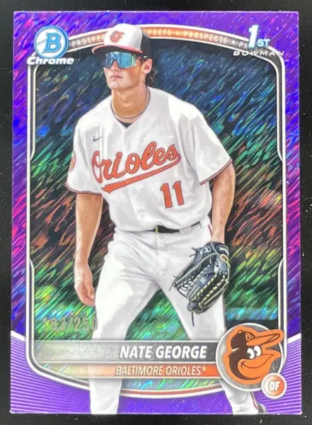 2025 Bowman Chrome Prospects Purple Shimmer  #BCP-184 Nate George RC /250