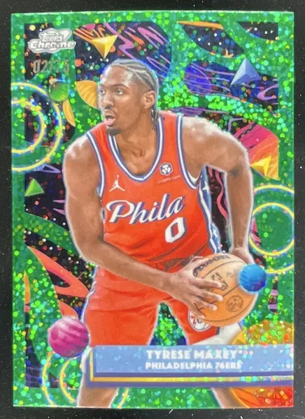2025-26 Topps Cosmic Chrome Green Space Dust Refractor #57 Tyrese Maxey /75