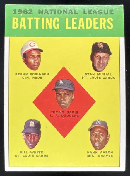 1963 Topps #1 Tommy Davis Frank Robinson Stan Musial Bill White Hank Aaron