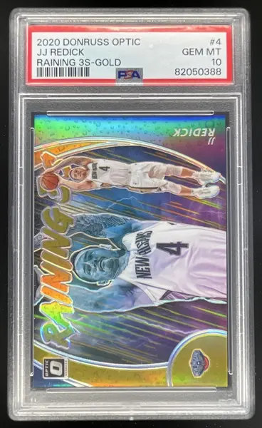 2020-21 Panini Donruss Optic Raining 3s Gold Prizm #4 JJ Redick /10 PSA 10