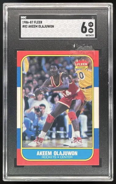 1986-87 Fleer #82 Akeem Olajuwon RC SGC 6