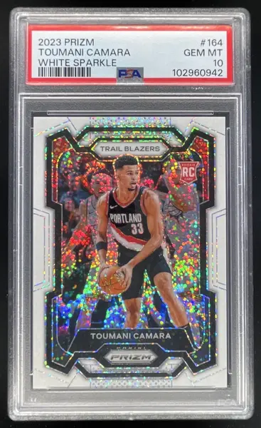 2023-24 Panini Prizm Prizms White Sparkle #164 Toumani Camara RC PSA 10