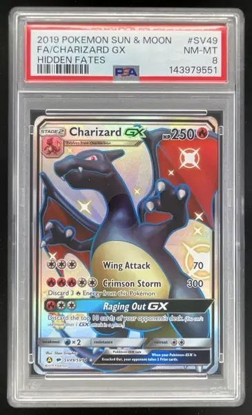2019 Pokemon SM Hidden Fates #SV49/SV94 Charizard GX PSA 8