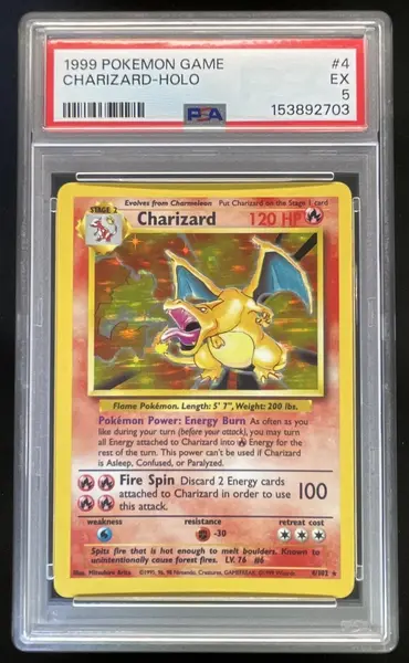 1999 Pokemon Unlimited Set #4/102 Charizard Rare Holo PSA 5