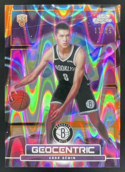 2025-26 Topps Cosmic Chrome Geocentric Orange Galactic #GE-25 Egor Demin RC /25