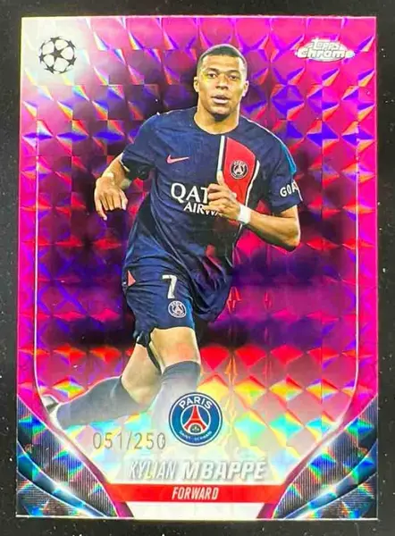2023 Topps Chrome UEFA Pink Geometric Refractor #21 Kylian Mbappe