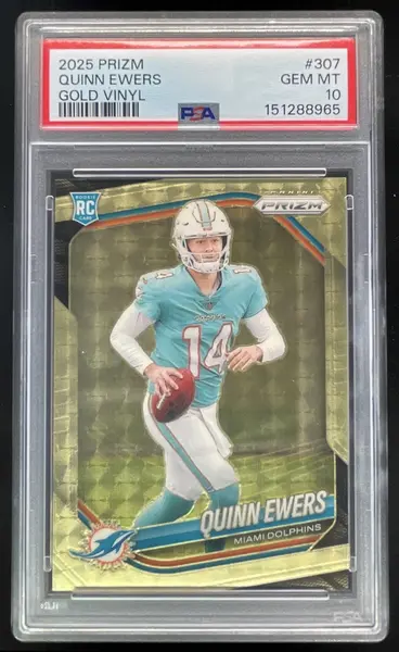 2025 Panini Prizm Gold Vinyl Prizm #307 Quinn Ewers RC /5 PSA 10