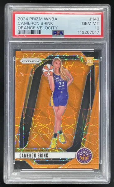 2024 Panini WNBA Prizm Orange Velocity Prizm #143 Cameron Brink RC PSA 10