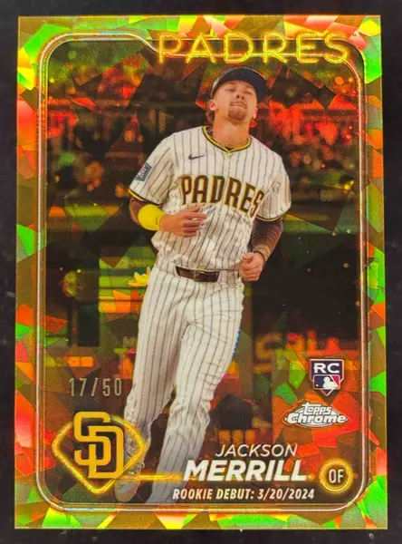 2024 Topps Chrome Update Sapphire Gold Refractor #USCS169 Jackson Merrill RC /50