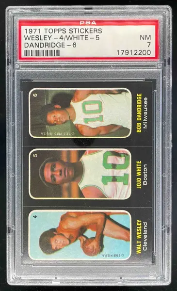 1971-72 Topps Trios Stickers #4-5-6 Walt Wesley Jo White Bob Dandridge PSA 7