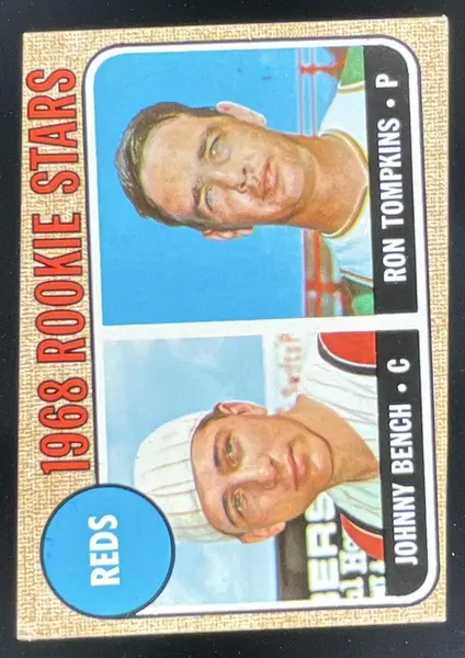 1968 Topps #247a Reds 1968 Rookie Stars Johnny Bench Ron Tompkins RS, RC, E RC