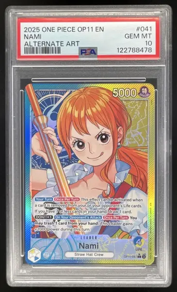2025 One Piece OP11 EN #041 Nami Alternate Art PSA 10