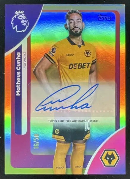 2025-26 Topps Premier League Gold Rainbow Foil #AC-MC Matheus Cunha Auto /50