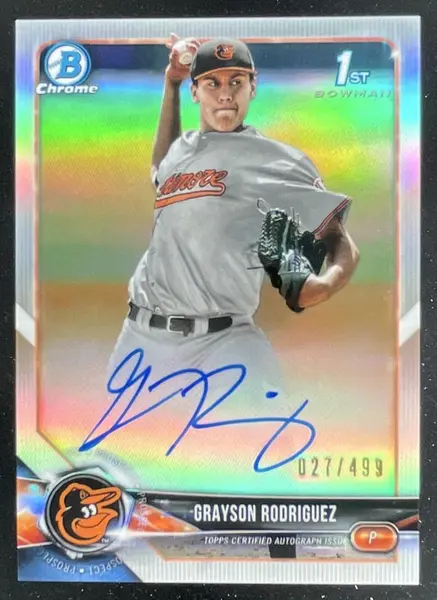 2018 Bowman Draft Chrome Pick #CDA-GR Grayson Rodriguez RC Auto /499