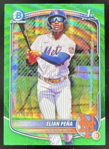 2025 Bowman Chrome Prospects Green Wave Refractor #BCP-155 Elian Pena RC /99