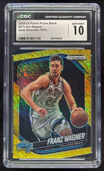 2024-25 Panini Prizm Black Gold Shimmer FOTL Prizms #4 Franz Wagner /10 CGC 10