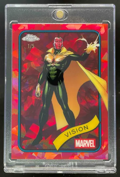2025 Topps Chrome Marvel Sapphire Red Sapphire Refractor #139 Vision /5