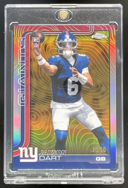 2025 Topps Chrome Rookie Chrome Etch Variation Gold #306 Jaxson Dart RC SSP /50