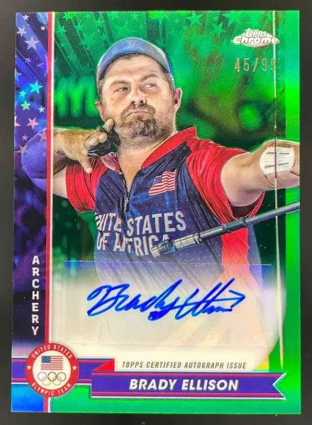 2024 Topps Chrome US Olympics Green Refractors #AU-BE Brady Ellison Auto /99