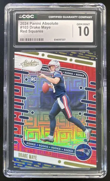 2024 Panini Absolute Football Red Squares Drake Maye #103 CGC 10