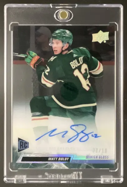 2022-23 Upper Deck Clear Cut 2022 23 High Gloss #CC-BO Matt Boldy RC Auto /10