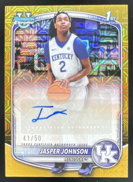 2025-26 Bowman Chrome Autograph Gold Mojo #CPA-JJ Jasper Johnson RC Auto /50