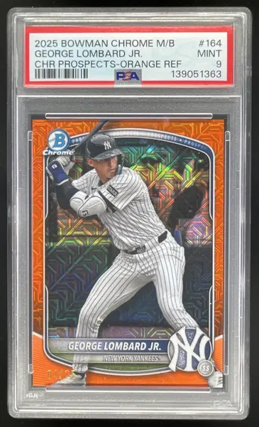 2025 Bowman Chrome Mega Box Orange Refractor #164 George Lombard Jr /25 PSA 9