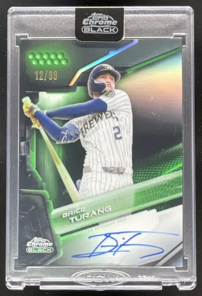 2026 Topps Chrome Black Autographs Green Refractor #CBA-BT Brice Turang Auto /99
