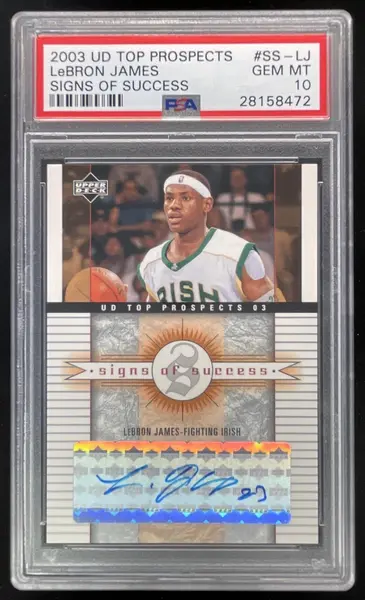 2003 Upper Deck Top Prospects Signs of Success #SSLJ LeBron James RC Auto PSA 10