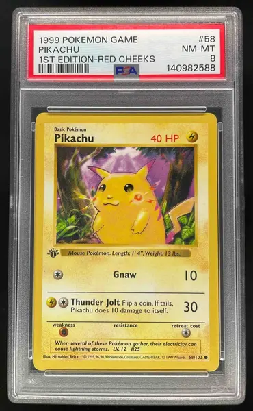 1999 ピカチュウ カード #58 NM-MT 1999 Pokemon Game Pikachu 1st Edition Red Cheeks #58 PSA 8 | Card