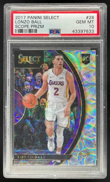 2017-18 Panini Select Scope Prizms #28 Lonzo Ball RC Concourse PSA 10