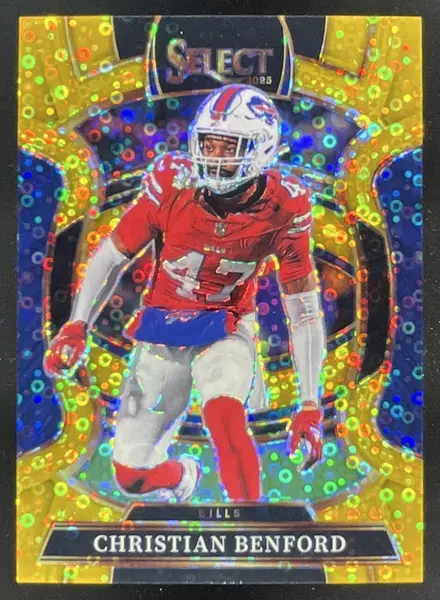 2025 Panini Select Concourse Gold Disco Prizm #84 Christian Benford /10