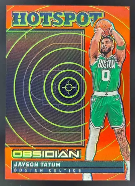 2024-25 Panini Obsidian Hotspot Electric Etch Orange Flood #4 Jayson Tatum /99
