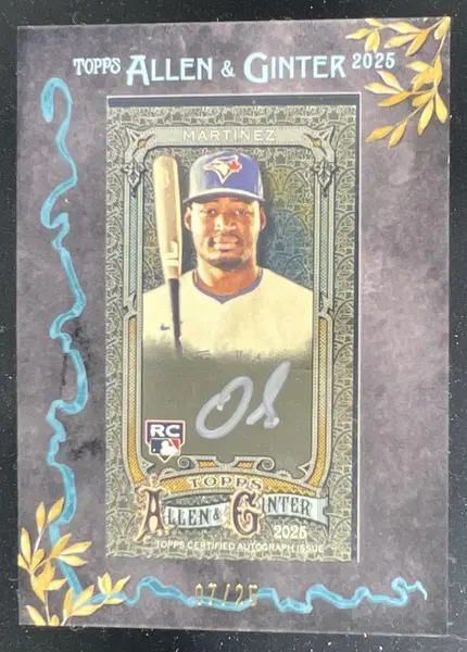 2025 Topps Allen & Ginter Framed Mini Black Frame Orelvis Martinez RC Auto /25