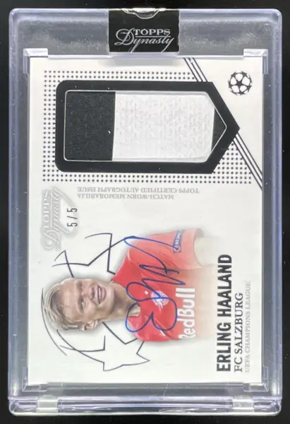 2022-23 Topps Dynasty UEFA Champions Patch Black #AP-EH8 Erling Haaland Auto /5