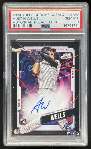 2024 Topps Cosmic Chrome Black Eclipse #CCA-AW Austin Wells RC Auto /10 PSA 10