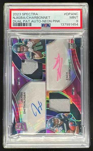 2023 Spectra Neon Pink Jaxon Smith-Njigba Zach Charbonnet RC Auto