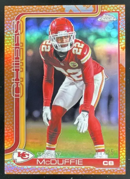 2025 Topps Chrome Football Football Leather Orange Refractor Trent McDuffie #154