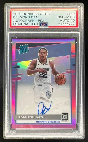 2020-21 Donruss Optic Rated Rookies Pink #180 Desmond Bane RC Auto