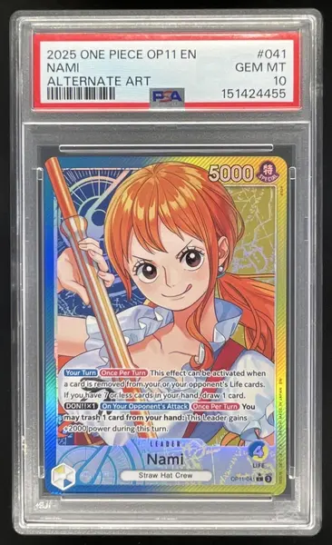 2025 One Piece OP11 EN #041 Nami Alternate Art PSA 10