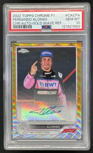2022 Topps Chrome Formula 1 Gold Wave #CAC-FA Fernando Alonso Auto /50 PSA 10