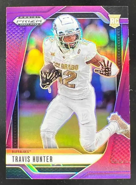 2025 Panini Prizm Draft Picks Purple Prizm #21 Travis Hunter /99