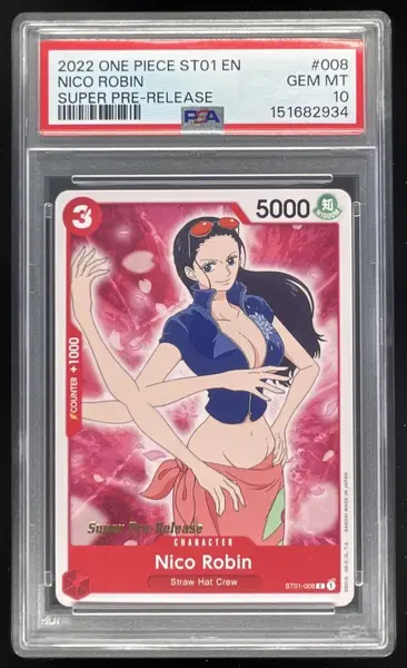 2022 One Piece ST01 EN #008 Nico Robin Super Pre Release PSA 10