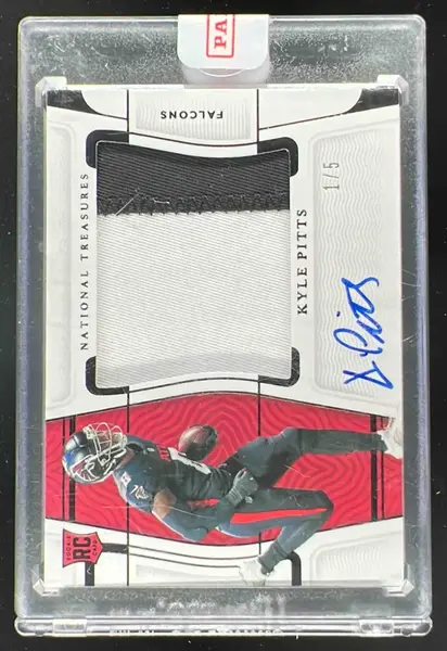 2021 National Treasures Rookie Material RPS Black #RMS-KP Kyle Pitts RC Auto /5
