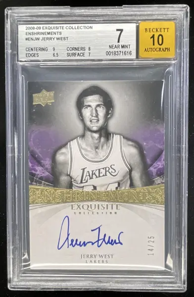 2008-09 Upper Deck Exquisite Collection Enshrinements Jerry West Auto /25 BGS 7